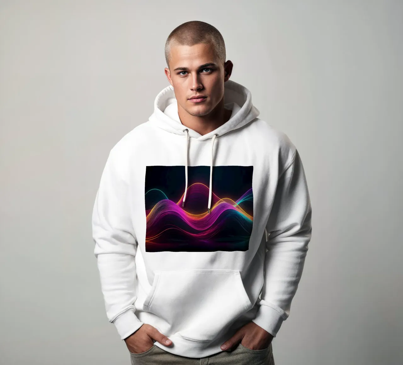 Vibranti onde astratte creano uno sfondo digitale ipnotico felpa con cappuccio da DesignDoodle