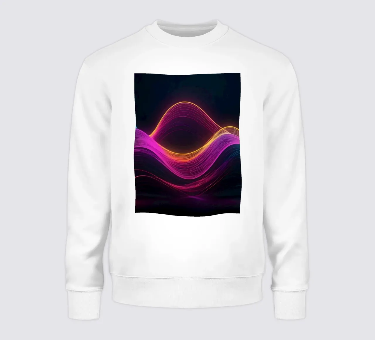 Vibrant abstract waves create mesmerizing digital backgroud sweatshirt by DesignDoodle
