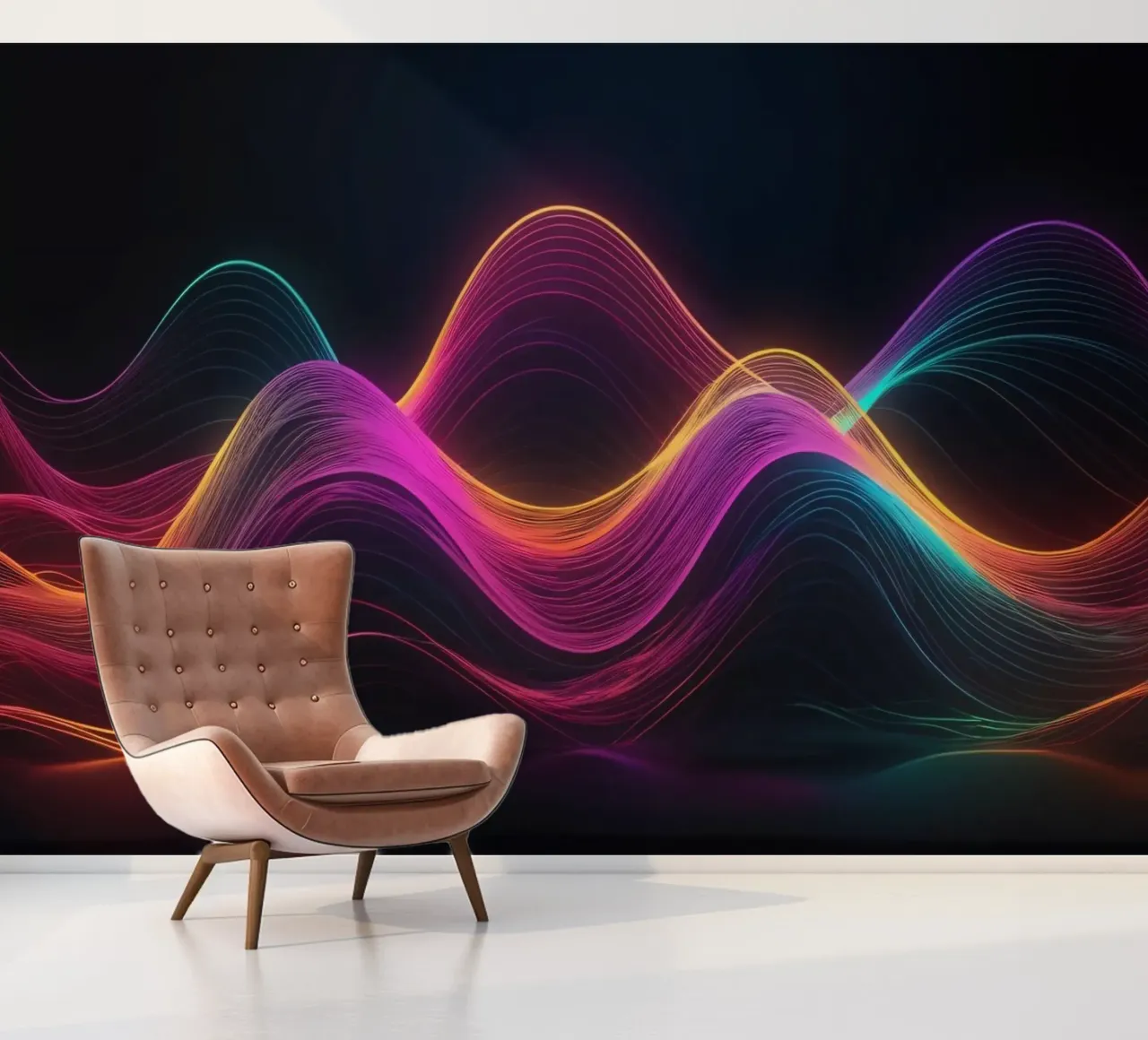 Des vagues abstraites vibrantes créent un fond d'écran numérique envoûtant. papier peint photo de DesignDoodle