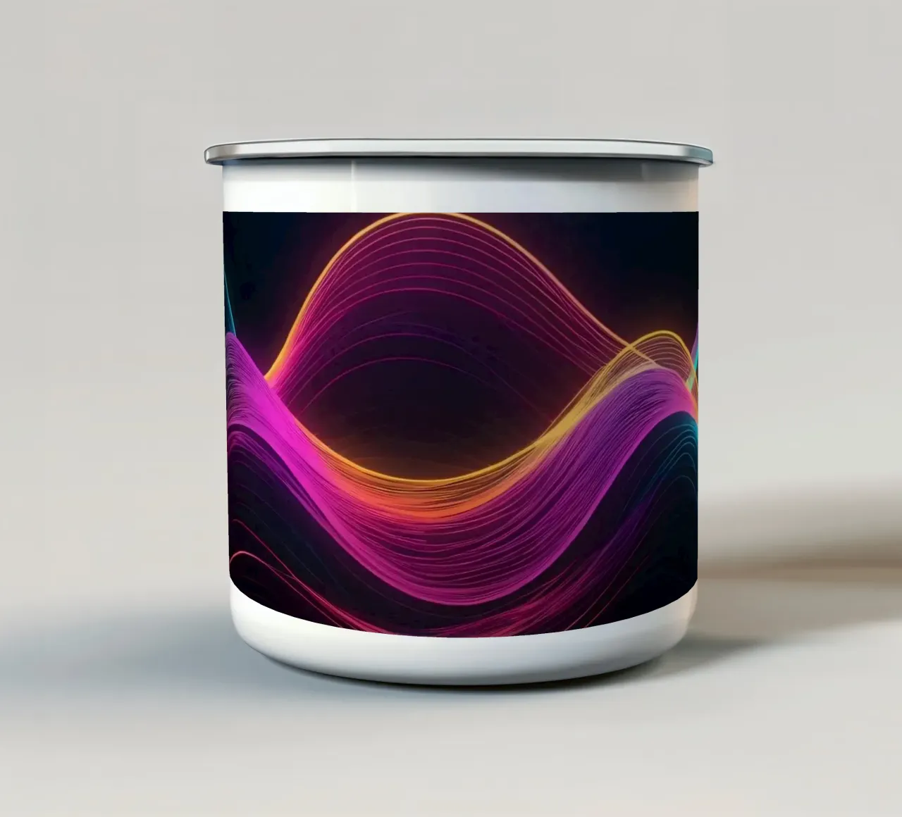 Vibrant abstract waves create mesmerizing digital backgroud enamel mug by DesignDoodle
