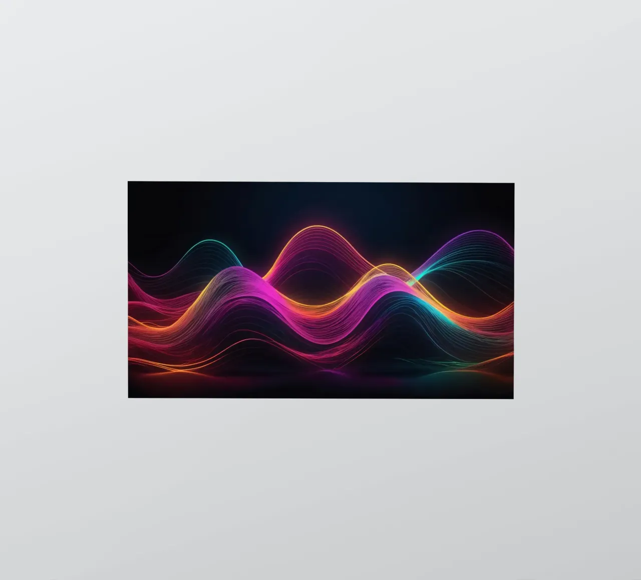 Levendige abstracte golven creëren een betoverende digitale achtergrond sticker van DesignDoodle