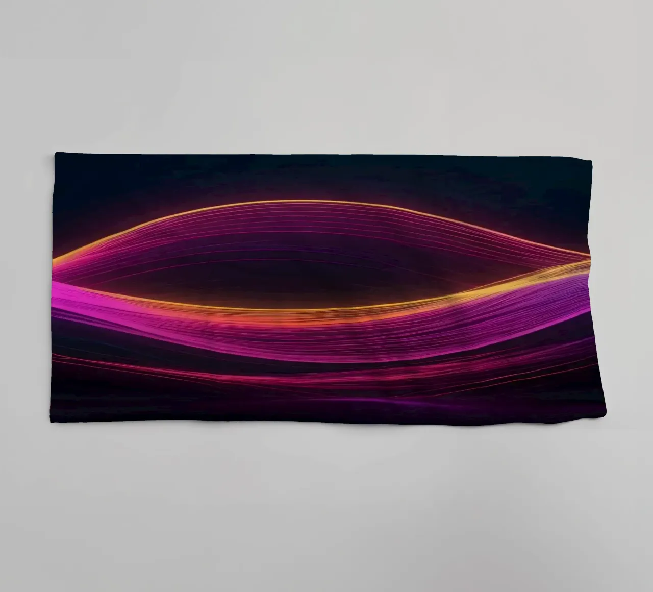 Des vagues abstraites vibrantes créent un fond d'écran numérique envoûtant. serviette de bain de DesignDoodle