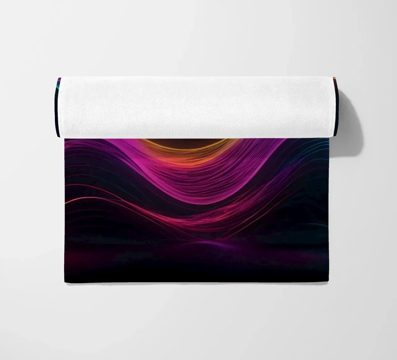 Des vagues abstraites vibrantes créent un fond d'écran numérique envoûtant. serviette de plage de DesignDoodle