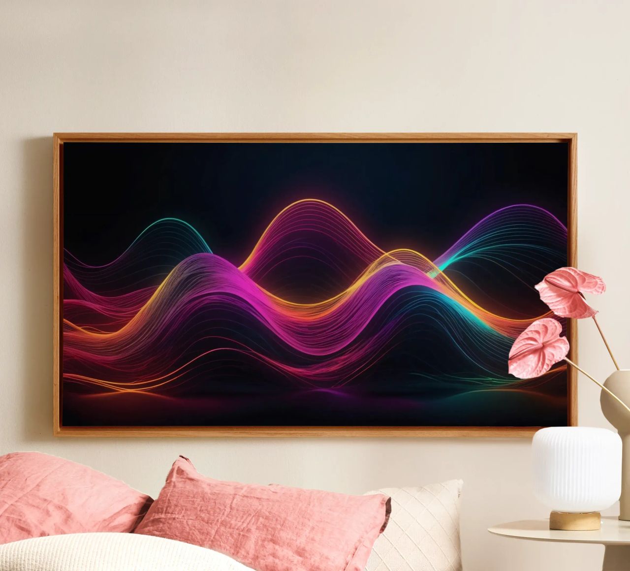 Vibrant abstract waves create mesmerizing digital backgroud canvas by DesignDoodle