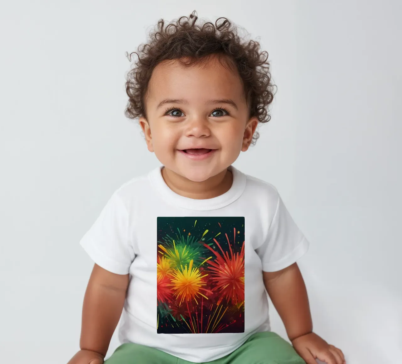 Vibrante e gioiosa esplosione di fuochi d'artificio colorati maglietta neonato da DesignDoodle