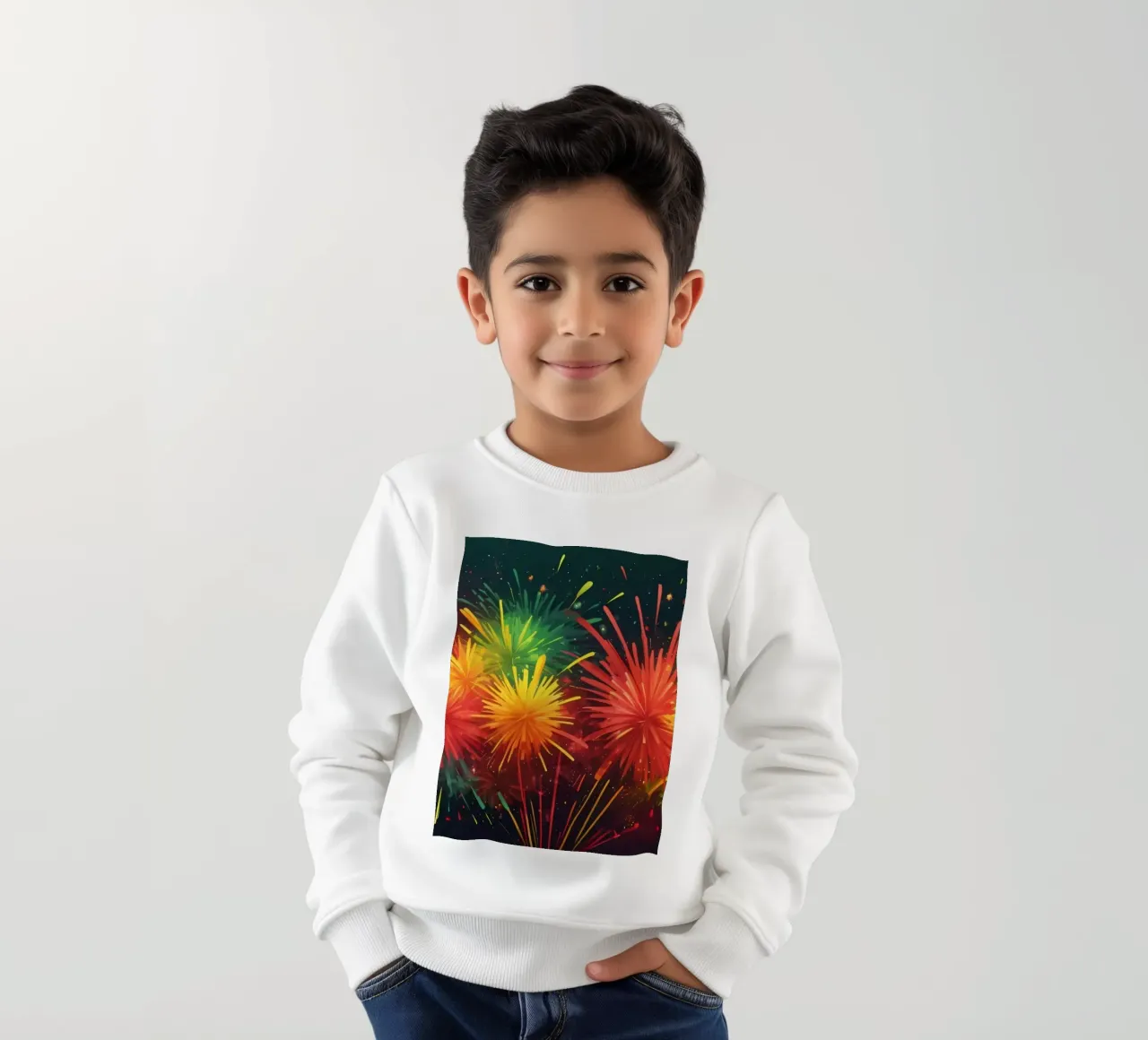 Vibrante e gioiosa esplosione di fuochi d'artificio colorati felpa bambino da DesignDoodle