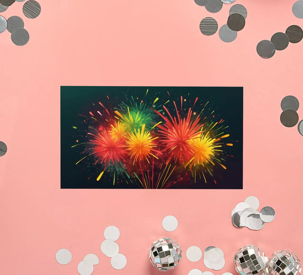 Explosion vibrante et joyeuse de feux d'artifice colorés autocollant de DesignDoodle