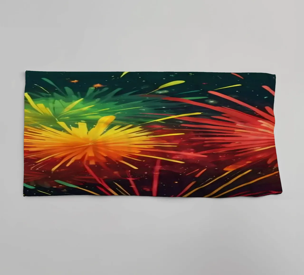 Vibrant, joyful explosion of colorful fireworks towel by DesignDoodle