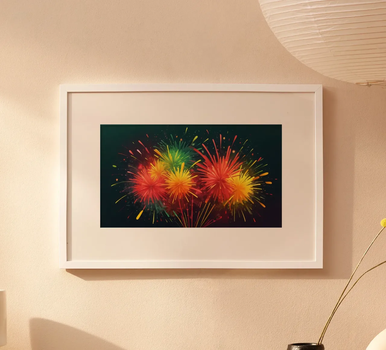 Vibrant, joyful explosion of colorful fireworks hahnemühle by DesignDoodle
