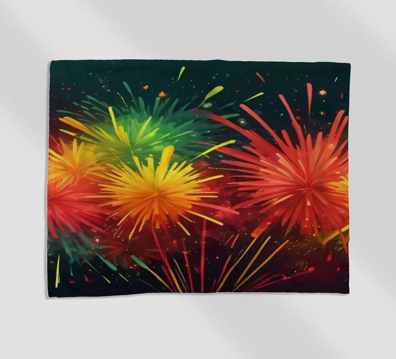 Vibrant, joyful explosion of colorful fireworks beach towel by DesignDoodle