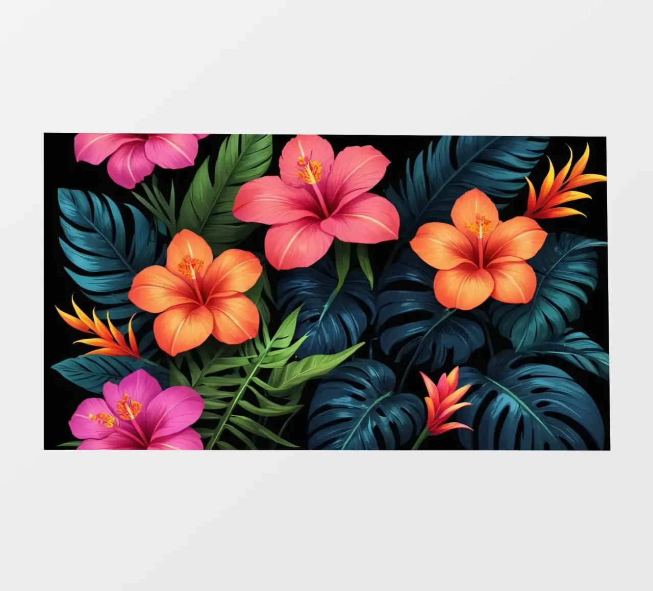 Vibranti fiori tropicali si combinano in un'esposizione artistica telo in pvc da DesignDoodle