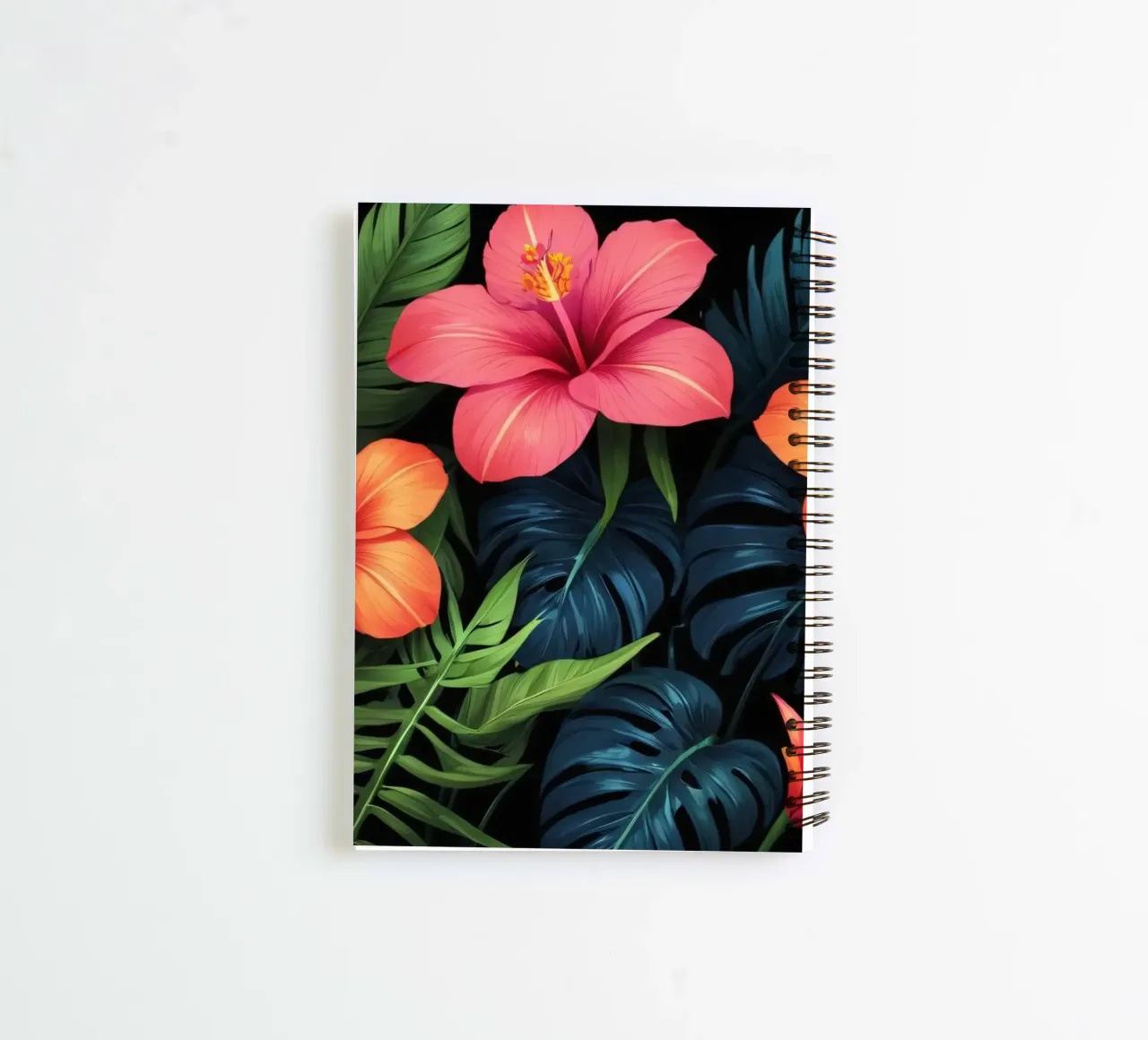Vibrant tropical flowers combine in an artistic display spiral notebook by DesignDoodle