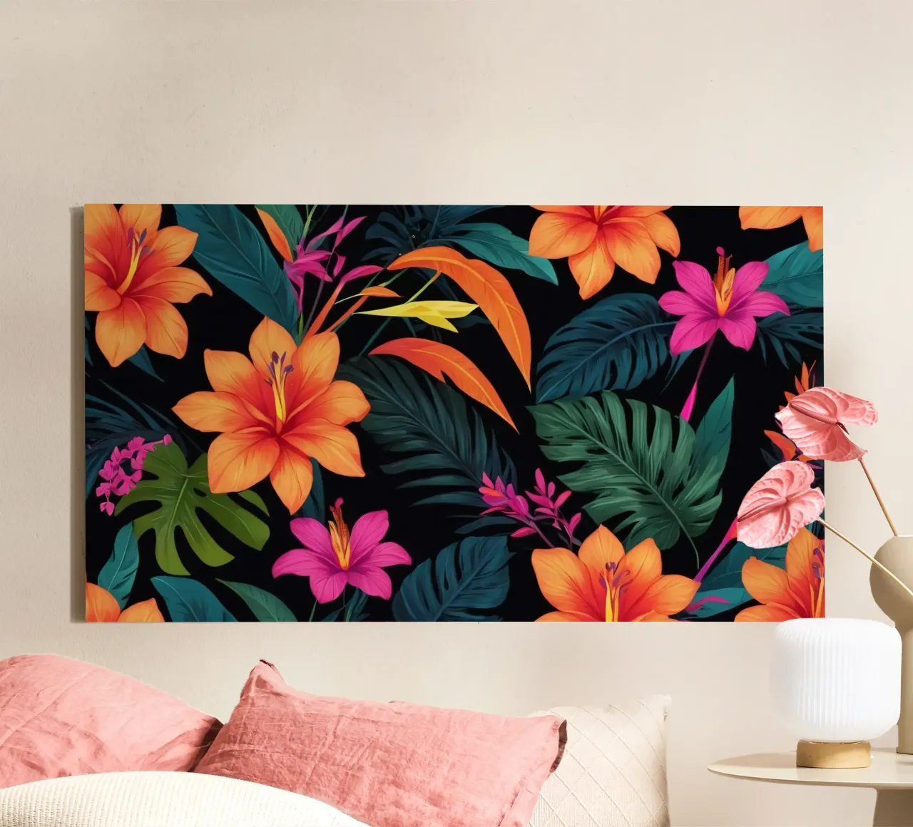 Kleurrijk bloemenabstract ontwerp met levendige tropische canvas met Baklijst van DesignDoodle