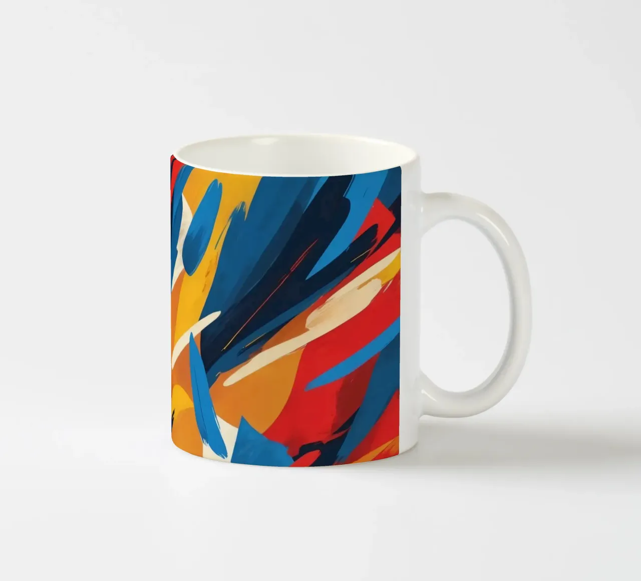 abstract artwork with bold colors and dynamic brush strokes ceramic mug by DesignDoodle