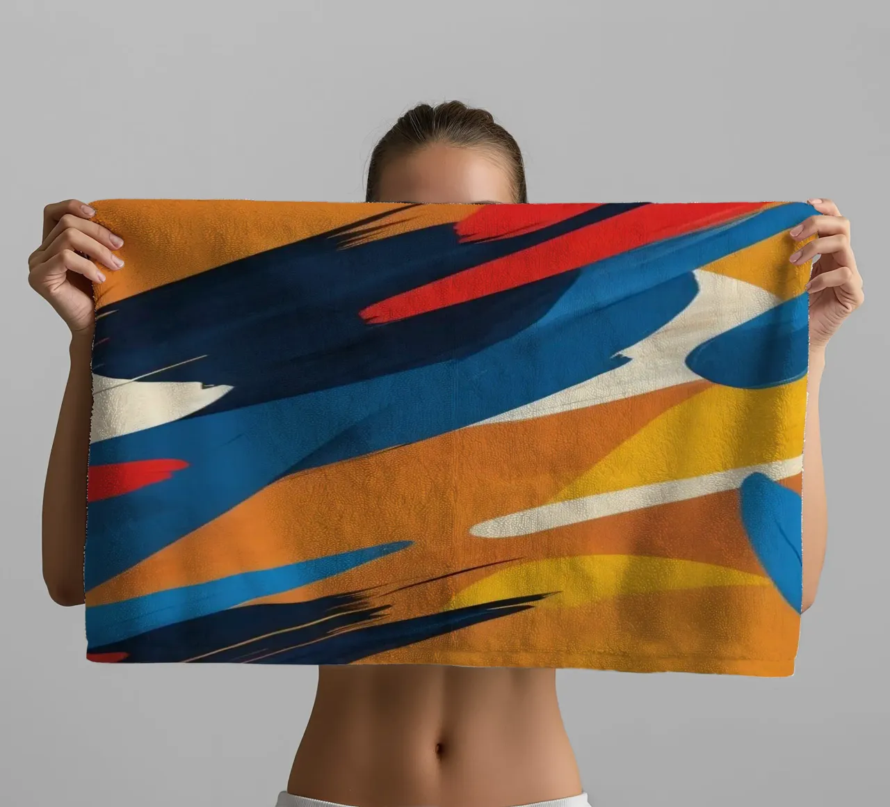 abstract artwork with bold colors and dynamic brush strokes towel by DesignDoodle