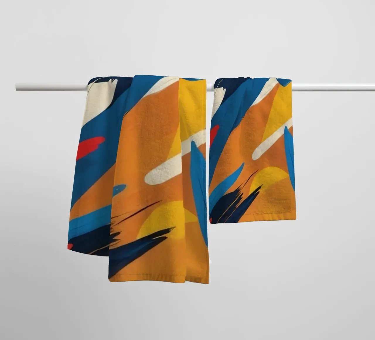 œuvre d'art abstraite avec des couleurs vives et des coups de pinceau dynamiques serviette de bain de DesignDoodle