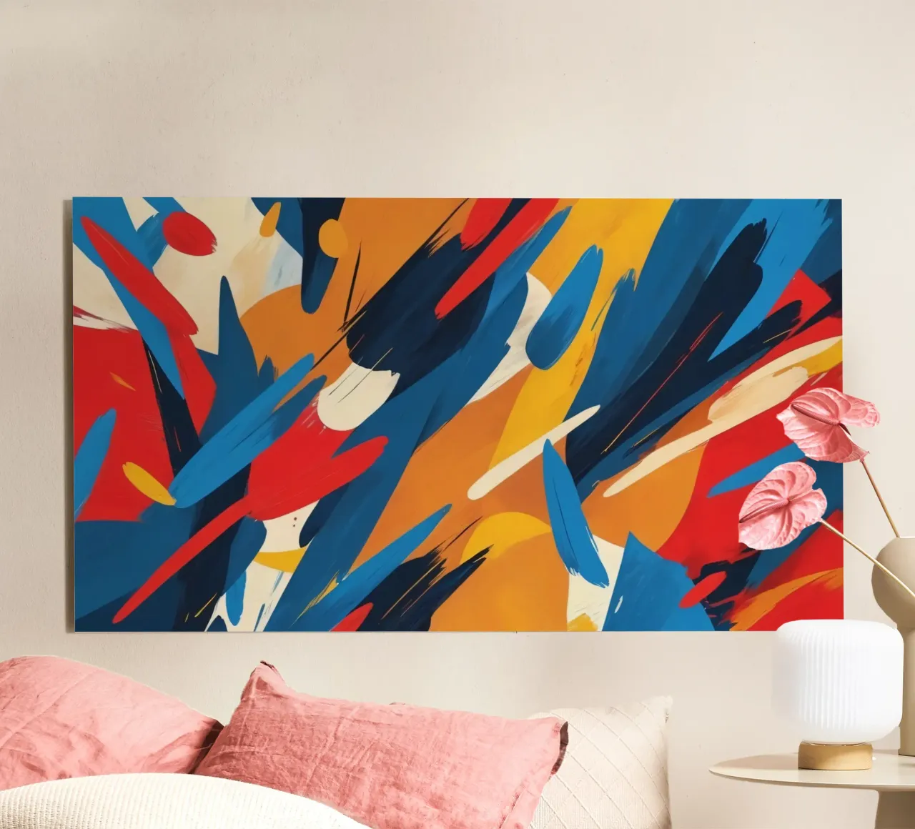 abstract artwork with bold colors and dynamic brush strokes alu-dibond by DesignDoodle