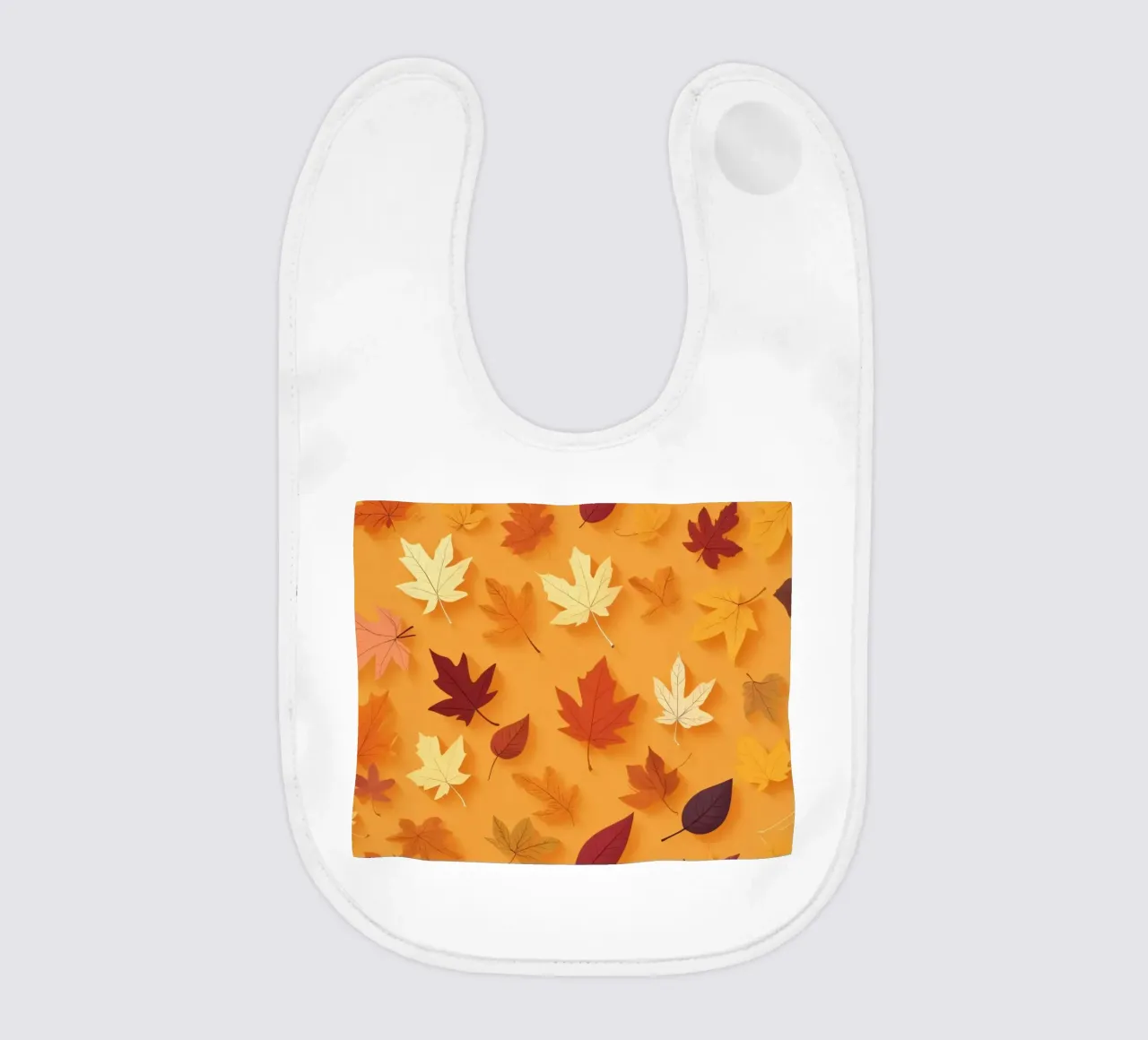 Foglie autunnali colorate sparse, sfondo arancione vibrante bavaglino da DesignDoodle