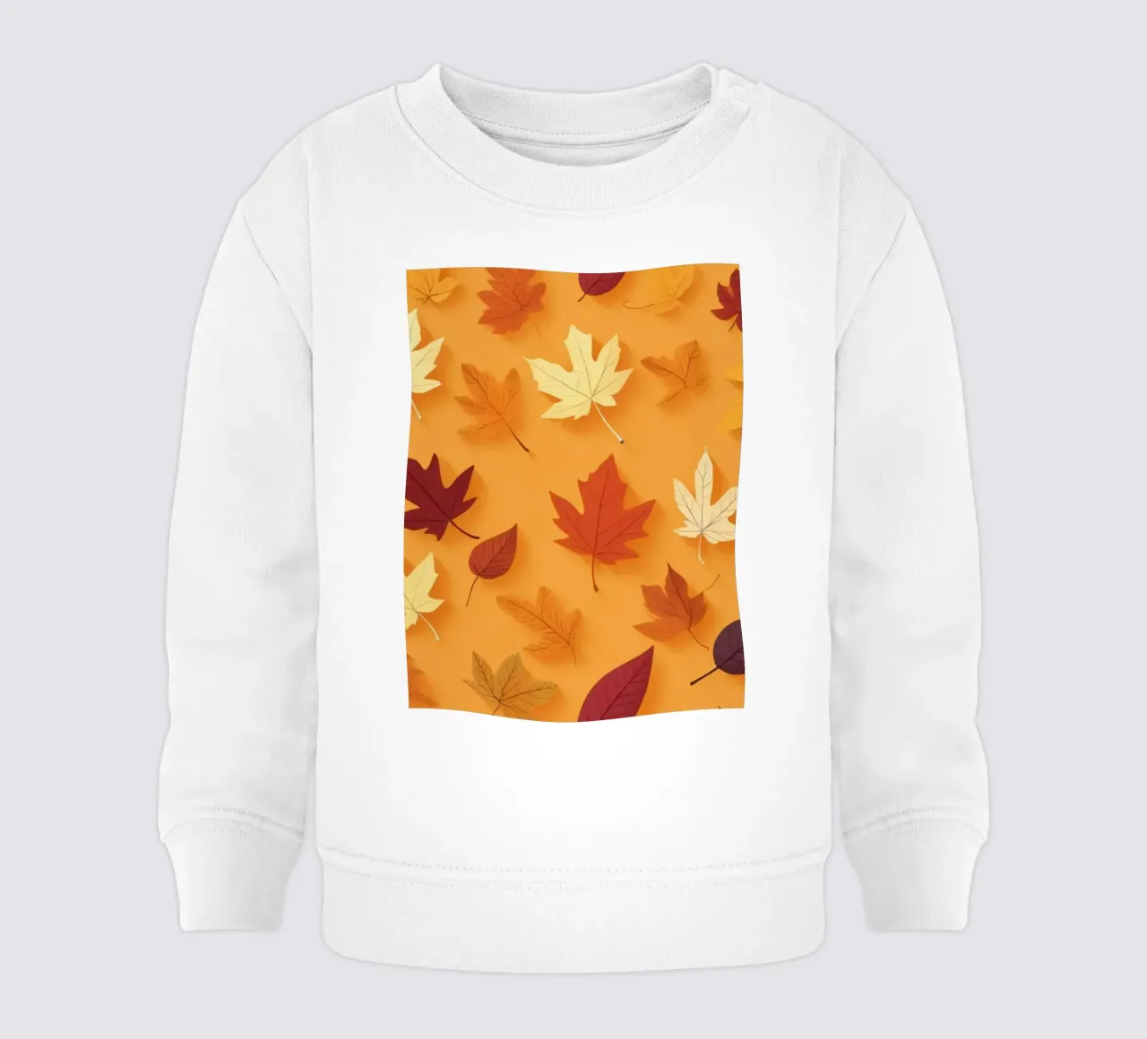 Foglie autunnali colorate sparse, sfondo arancione vibrante felpa neonato da DesignDoodle