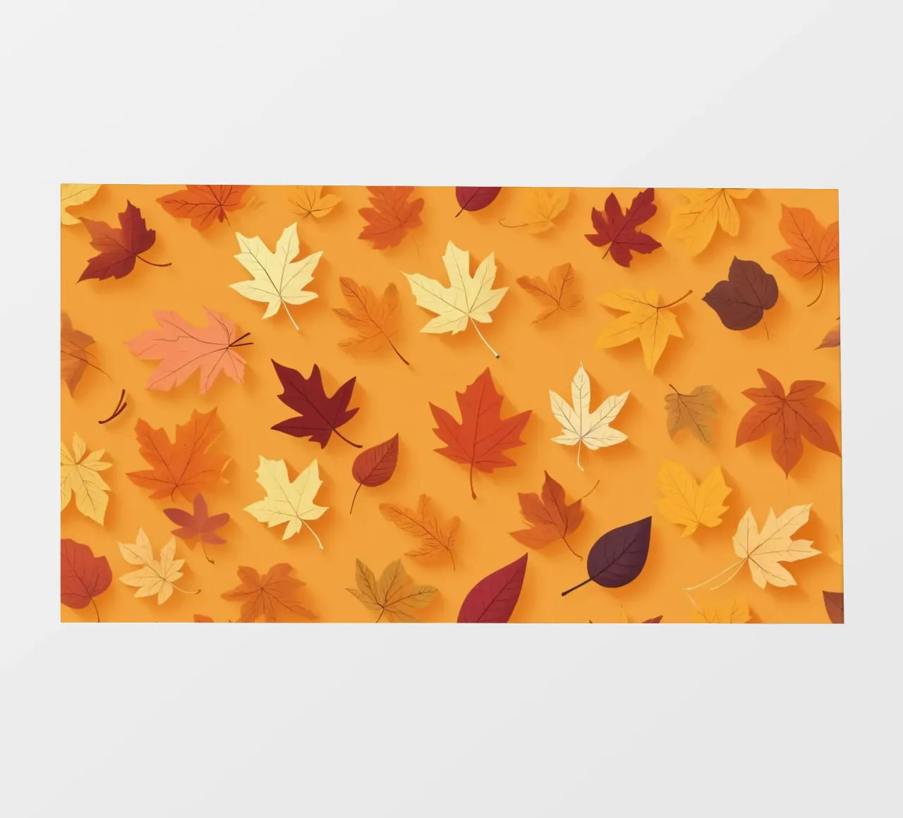 Colorful autumn leaves scattered, vibrant orange backdrop backlit film by DesignDoodle