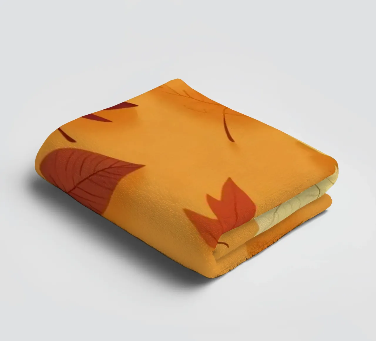 Colorful autumn leaves scattered, vibrant orange backdrop towel by DesignDoodle