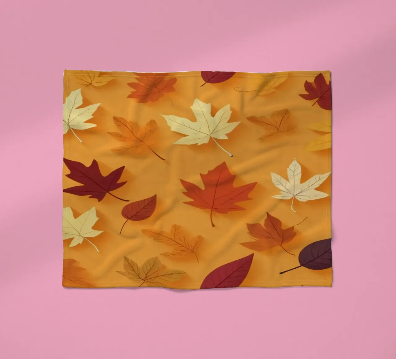 Foglie autunnali colorate sparse, sfondo arancione vibrante coperta in pile da DesignDoodle