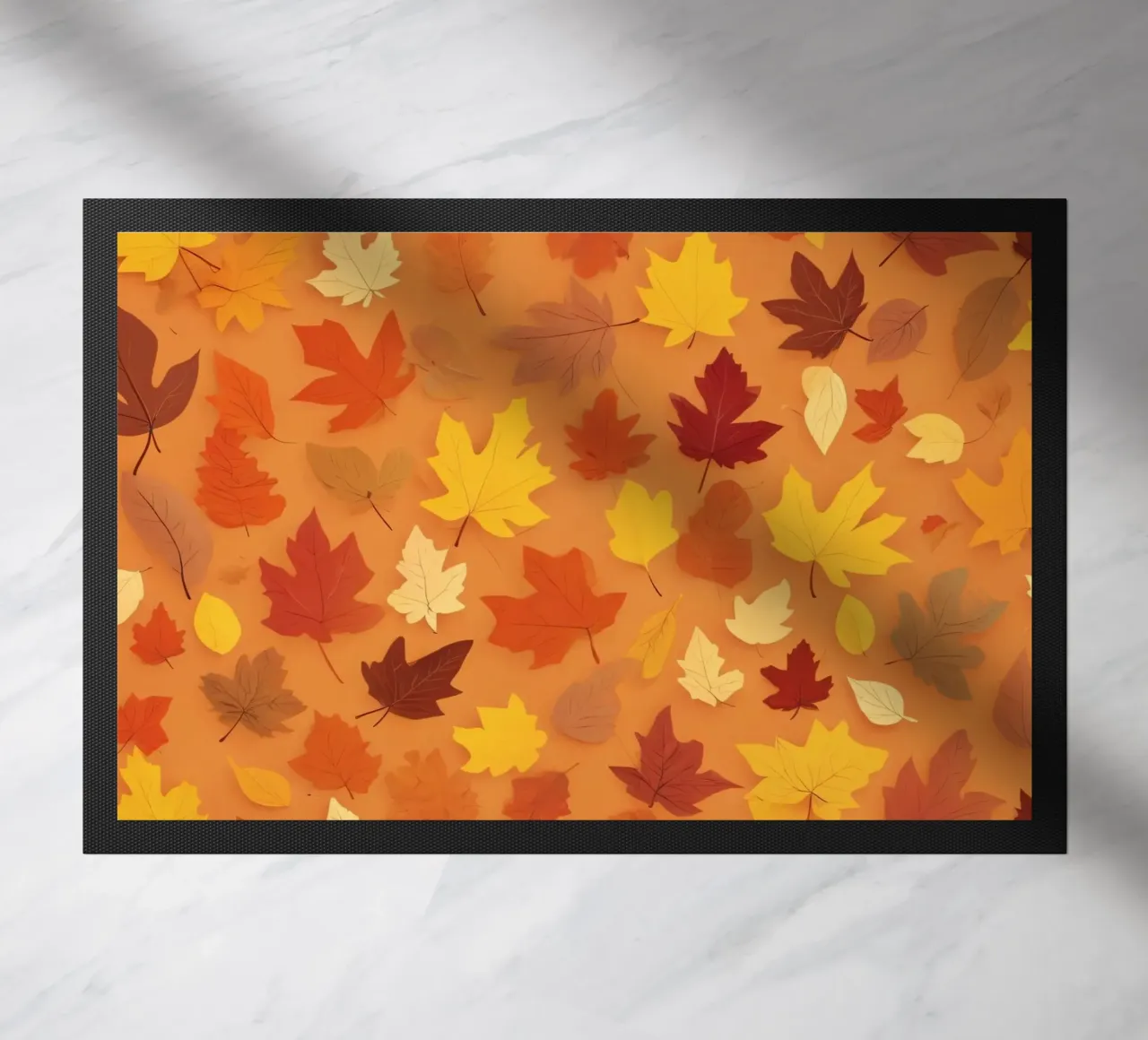 Le foglie d'autunno creano un disegno di sfondo astratto zerbino da DesignDoodle