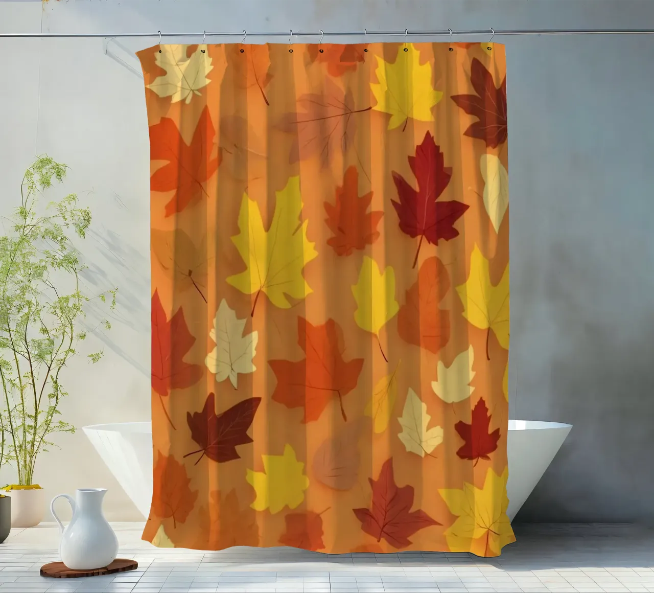 autumn leaves create an abstract background design shower curtain by DesignDoodle