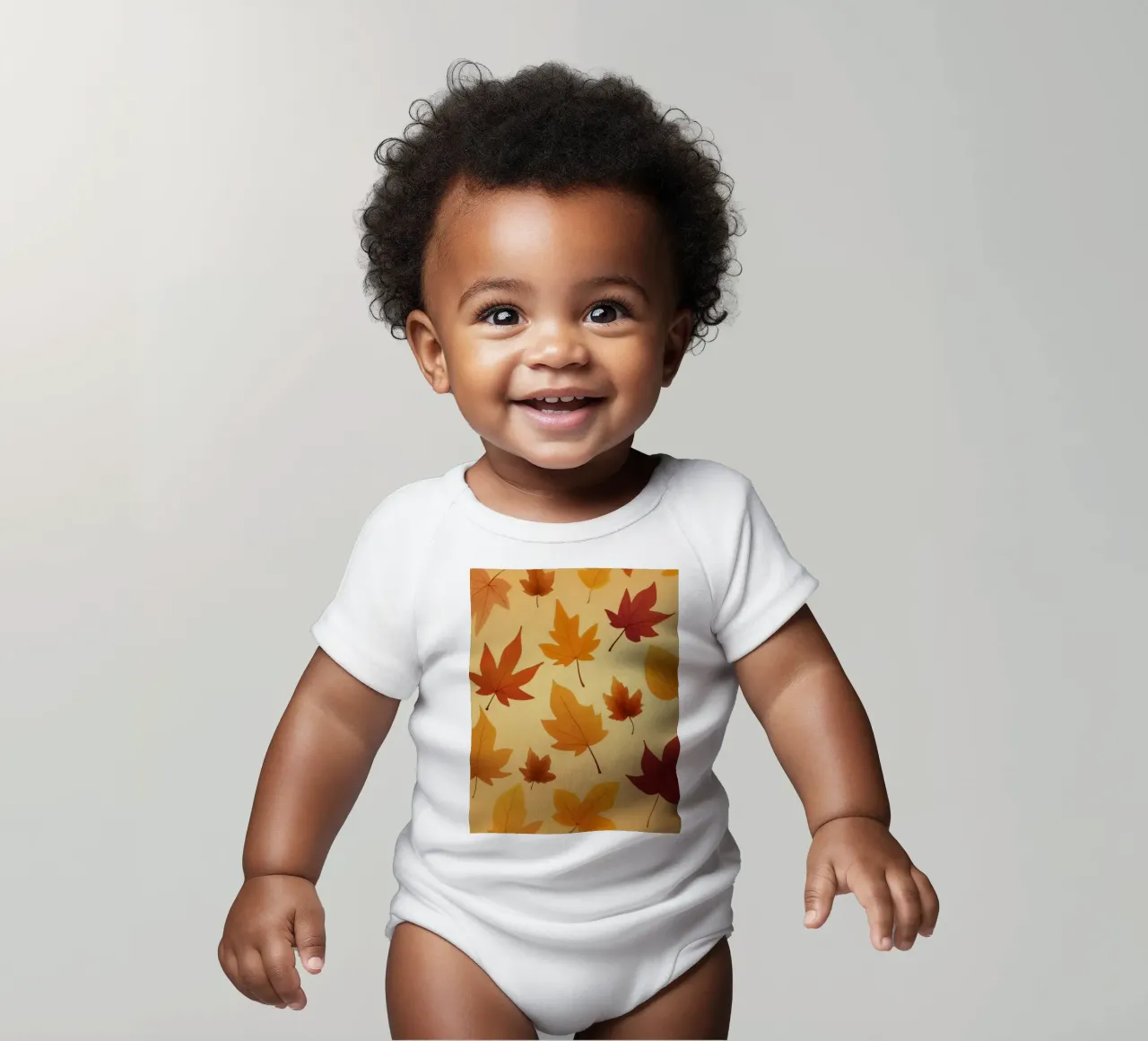 autumn leaves in warm hues creating an abstract background short-sleeve baby romper by DesignDoodle