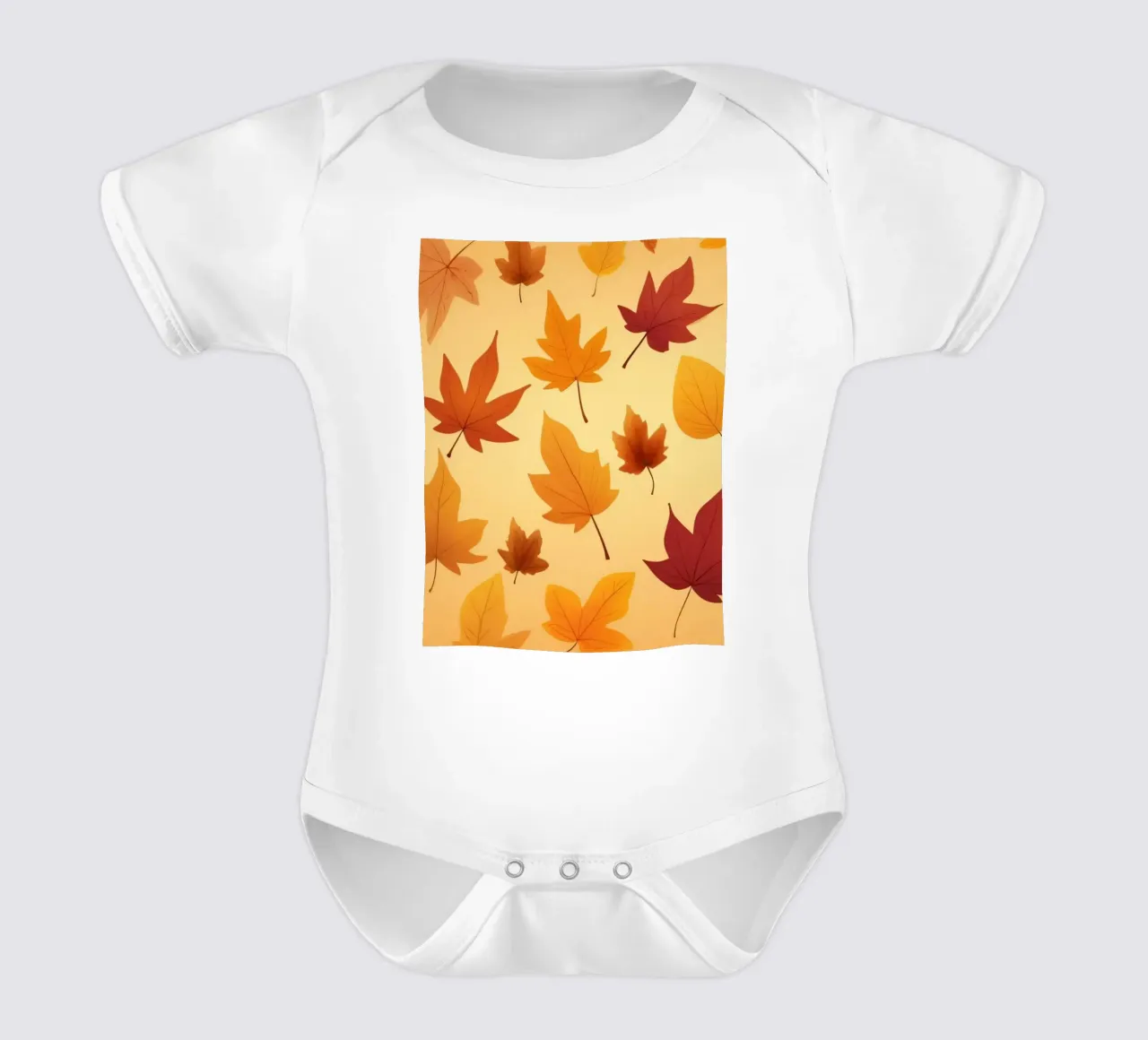 autumn leaves in warm hues creating an abstract background short-sleeve baby romper by DesignDoodle