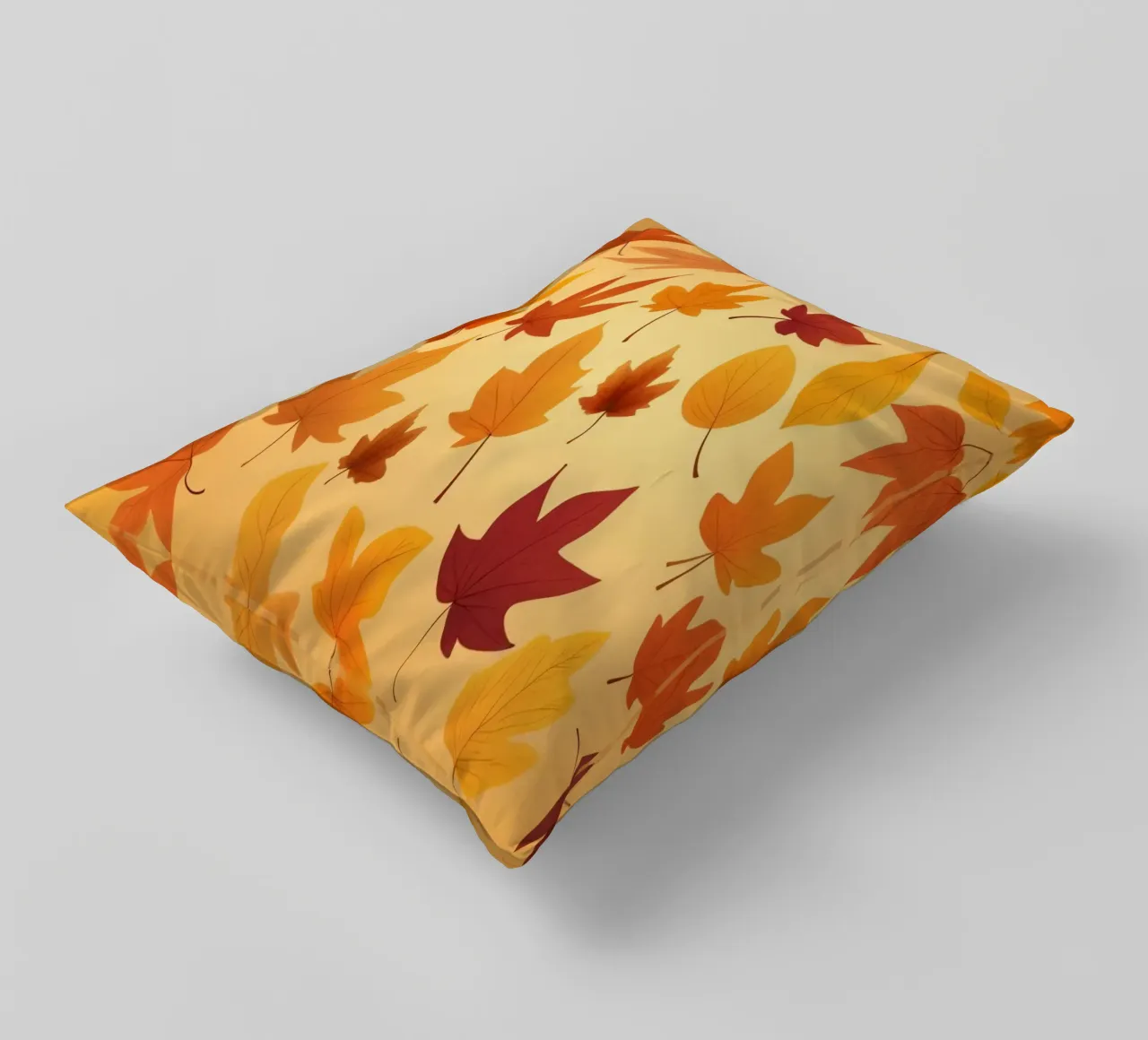 autumn leaves in warm hues creating an abstract background decorative cushion by DesignDoodle