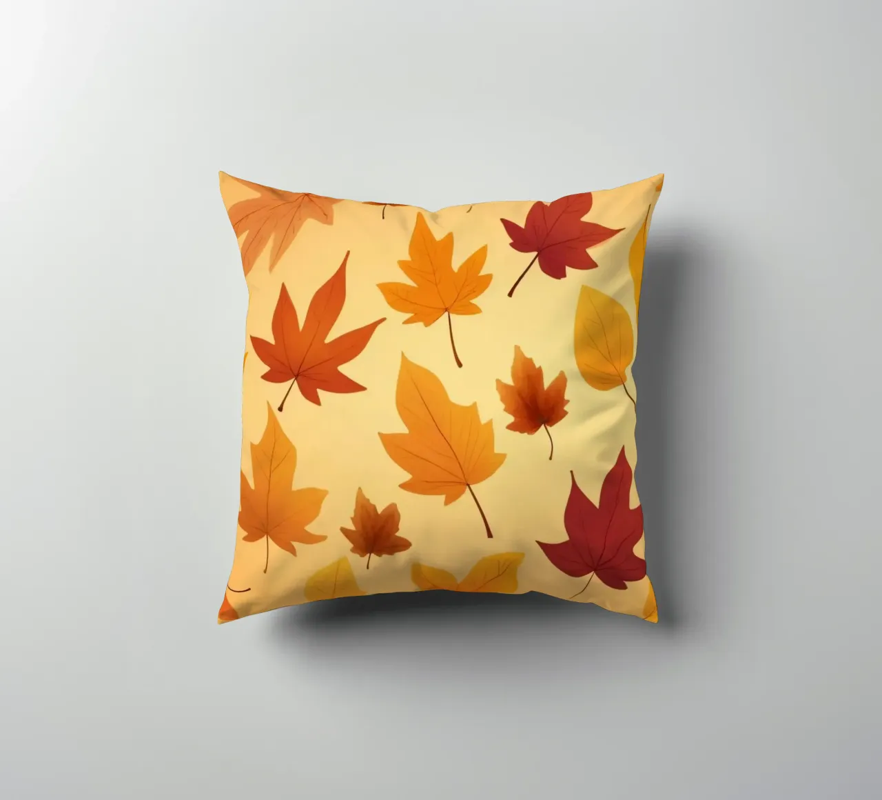 autumn leaves in warm hues creating an abstract background decorative cushion by DesignDoodle