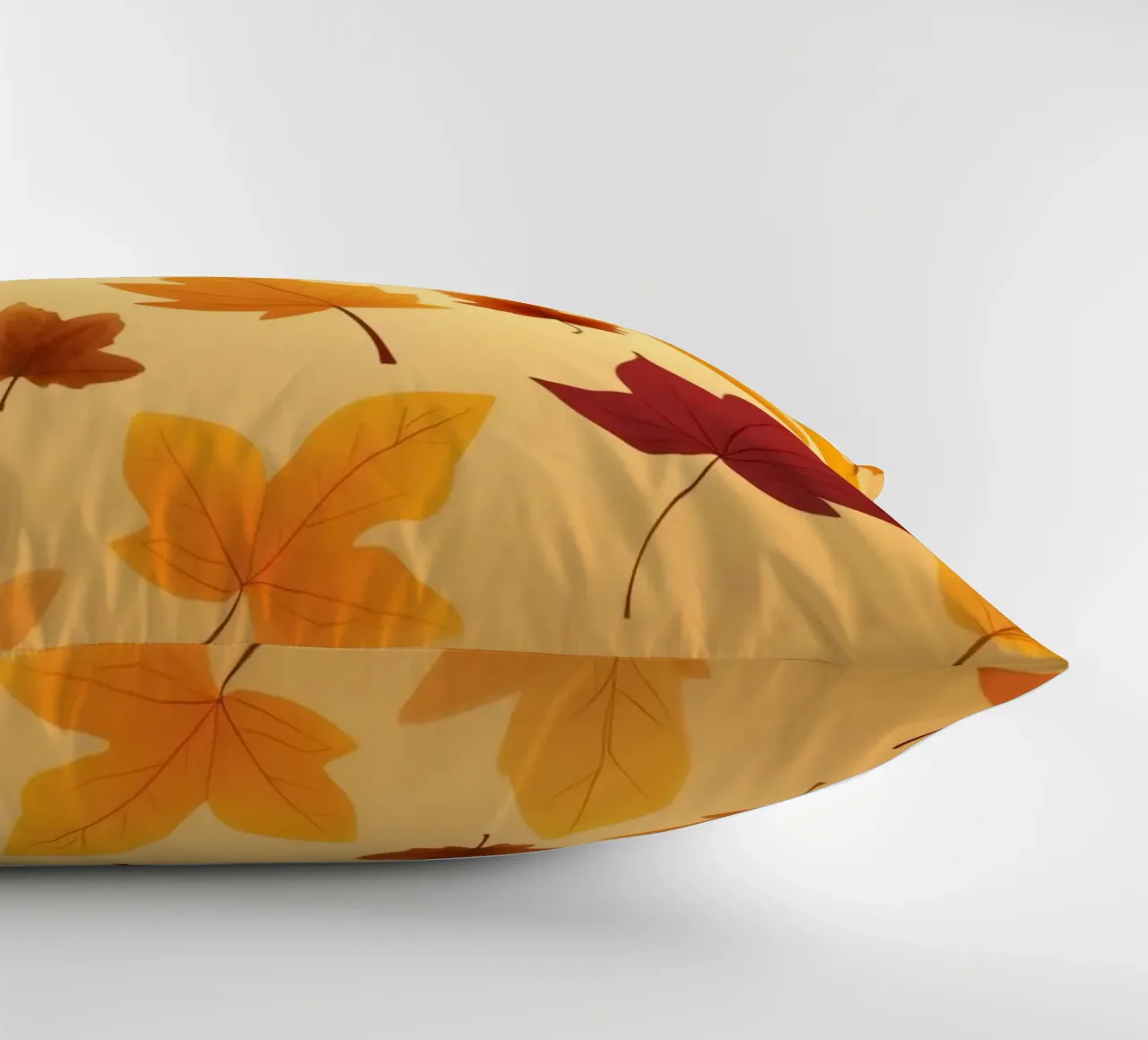 autumn leaves in warm hues creating an abstract background decorative cushion by DesignDoodle