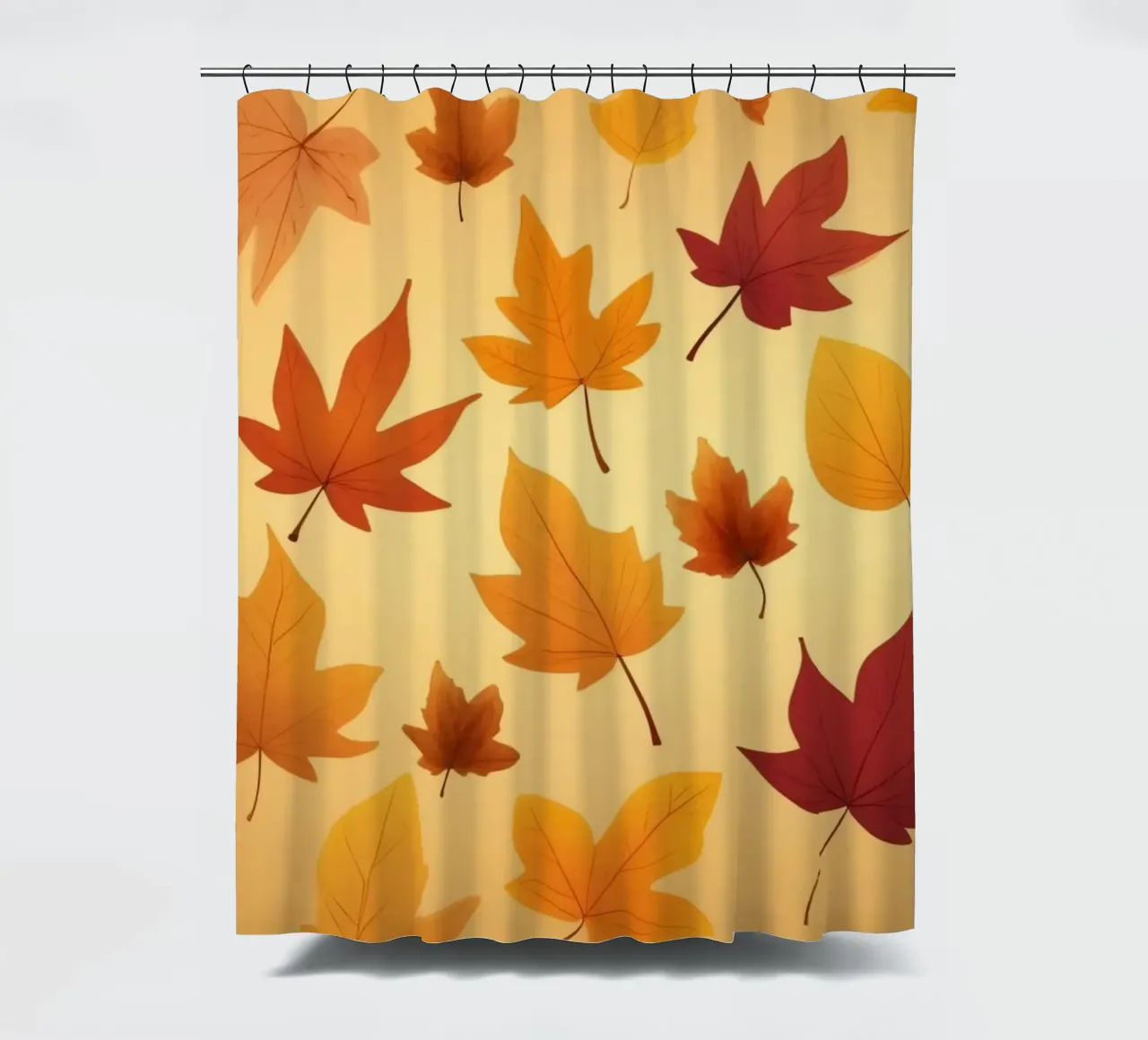 autumn leaves in warm hues creating an abstract background shower curtain by DesignDoodle