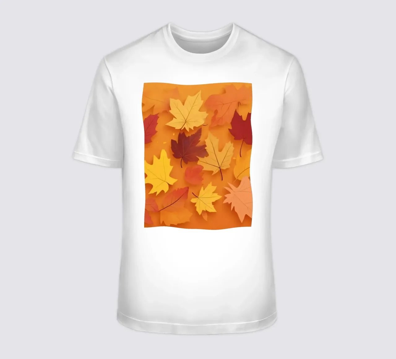 feuilles d'automne formant un motif abstrait sur un orange chaud t-shirt de DesignDoodle