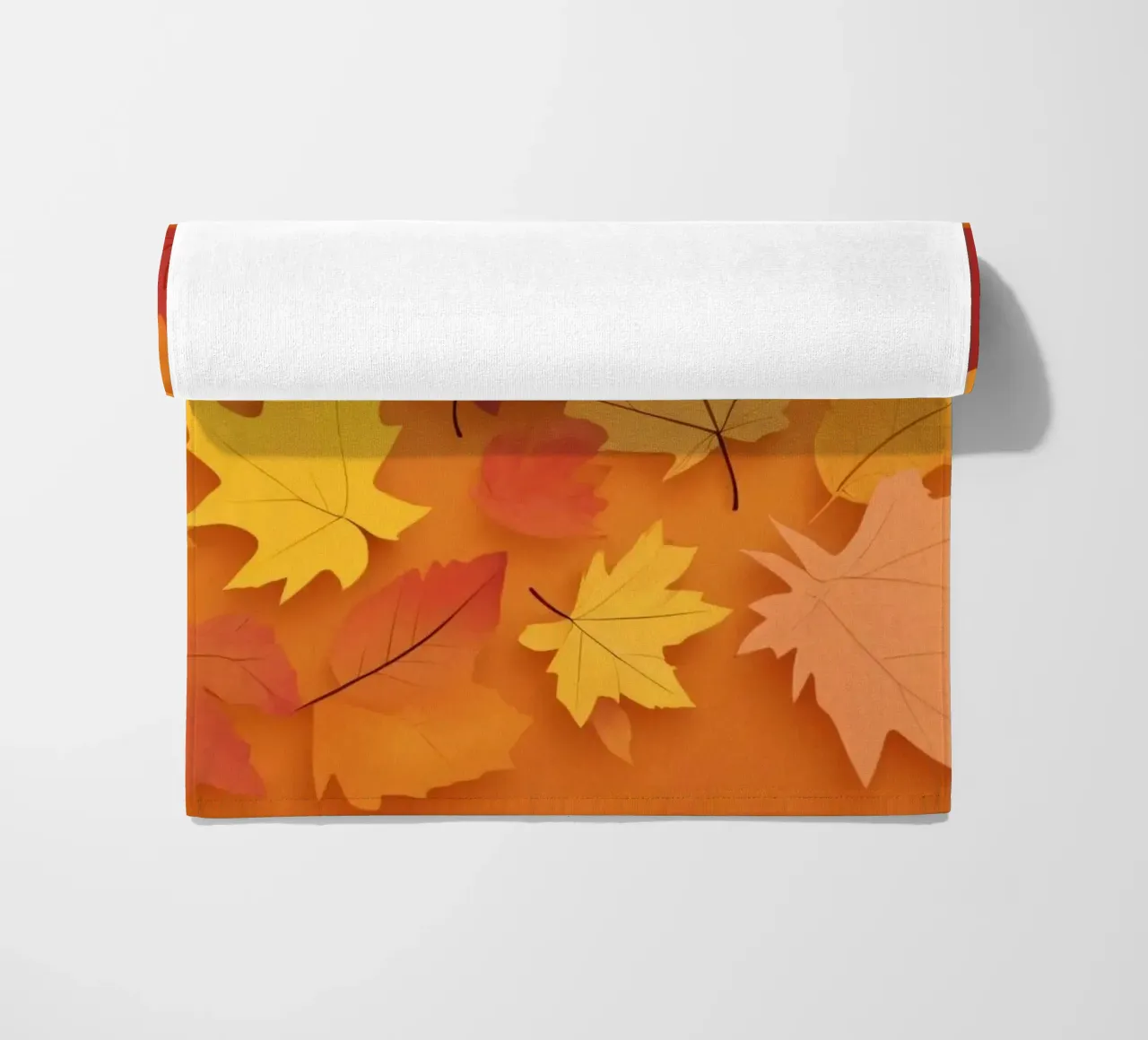 feuilles d'automne formant un motif abstrait sur un orange chaud serviette de plage de DesignDoodle