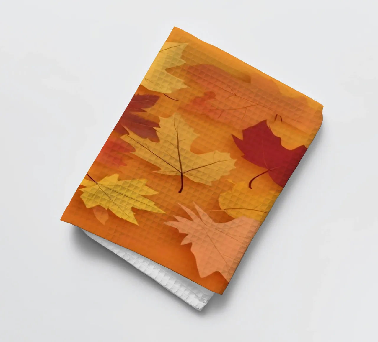 foglie autunnali che formano un motivo astratto su un caldo arancione canovaccio da cucina da DesignDoodle