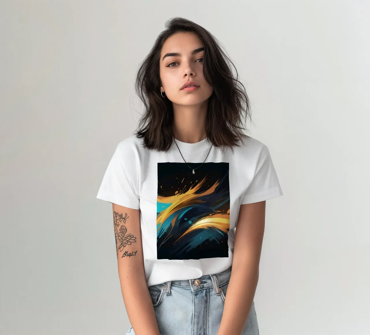 Dynamic abstract background design with vibrant colors t-shirt by DesignDoodle