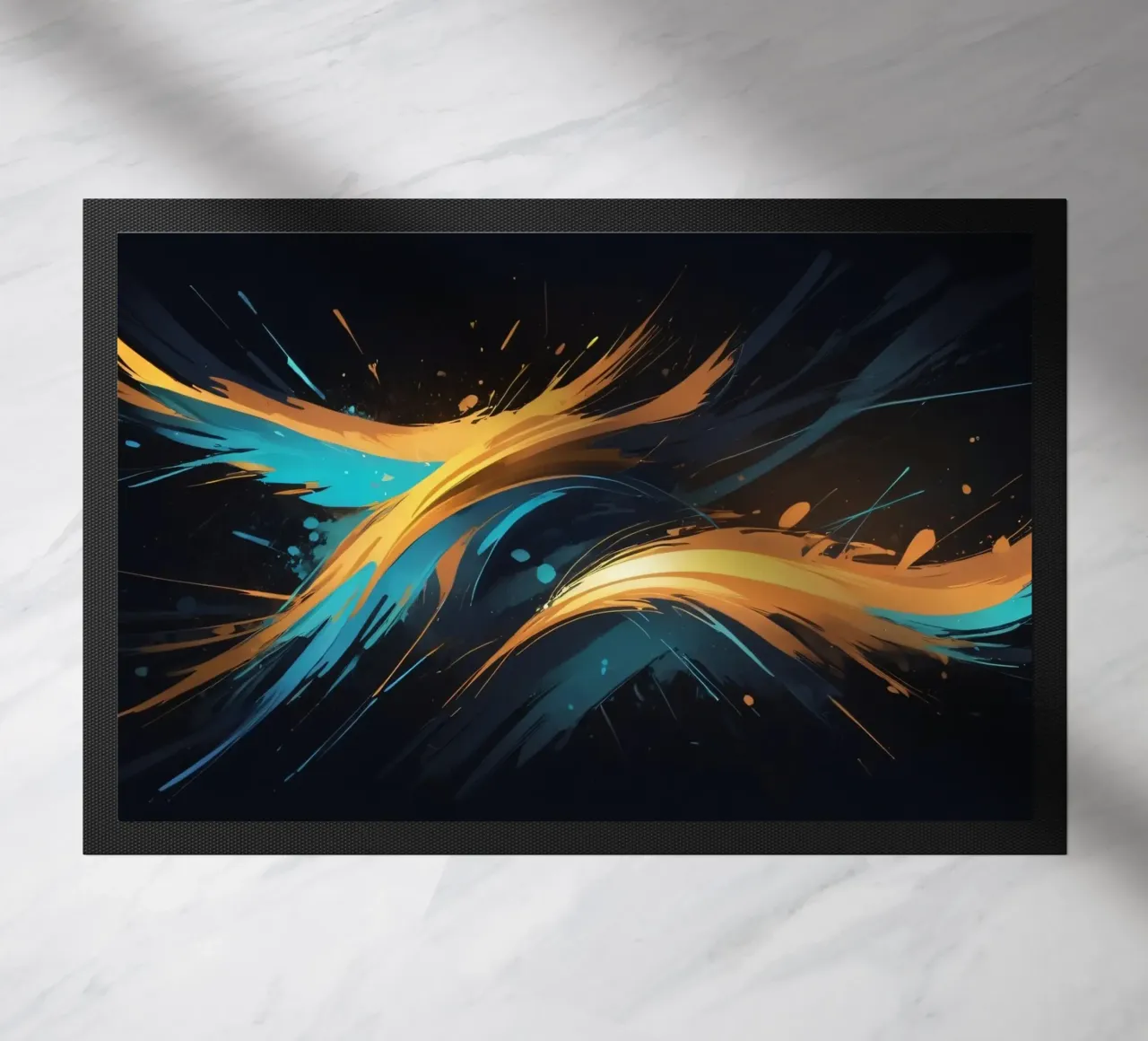 Dynamic abstract background design with vibrant colors doormat by DesignDoodle