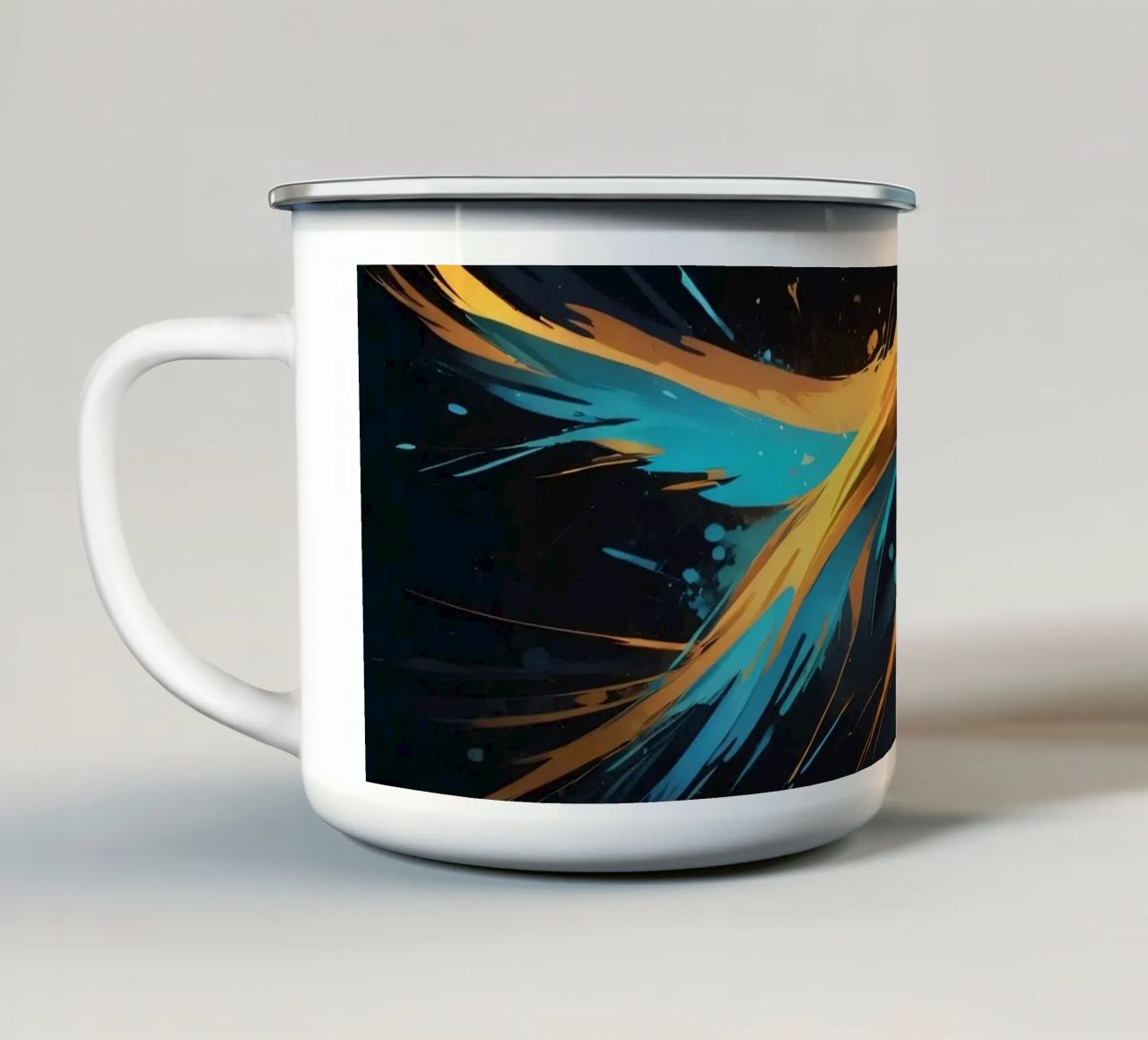Dynamic abstract background design with vibrant colors enamel mug by DesignDoodle