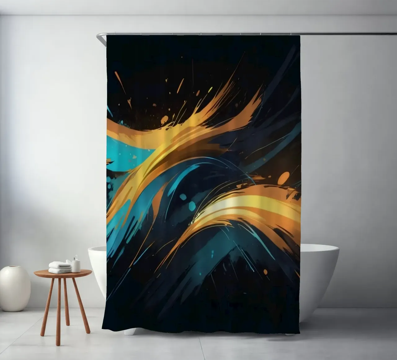 Dynamic abstract background design with vibrant colors shower curtain by DesignDoodle