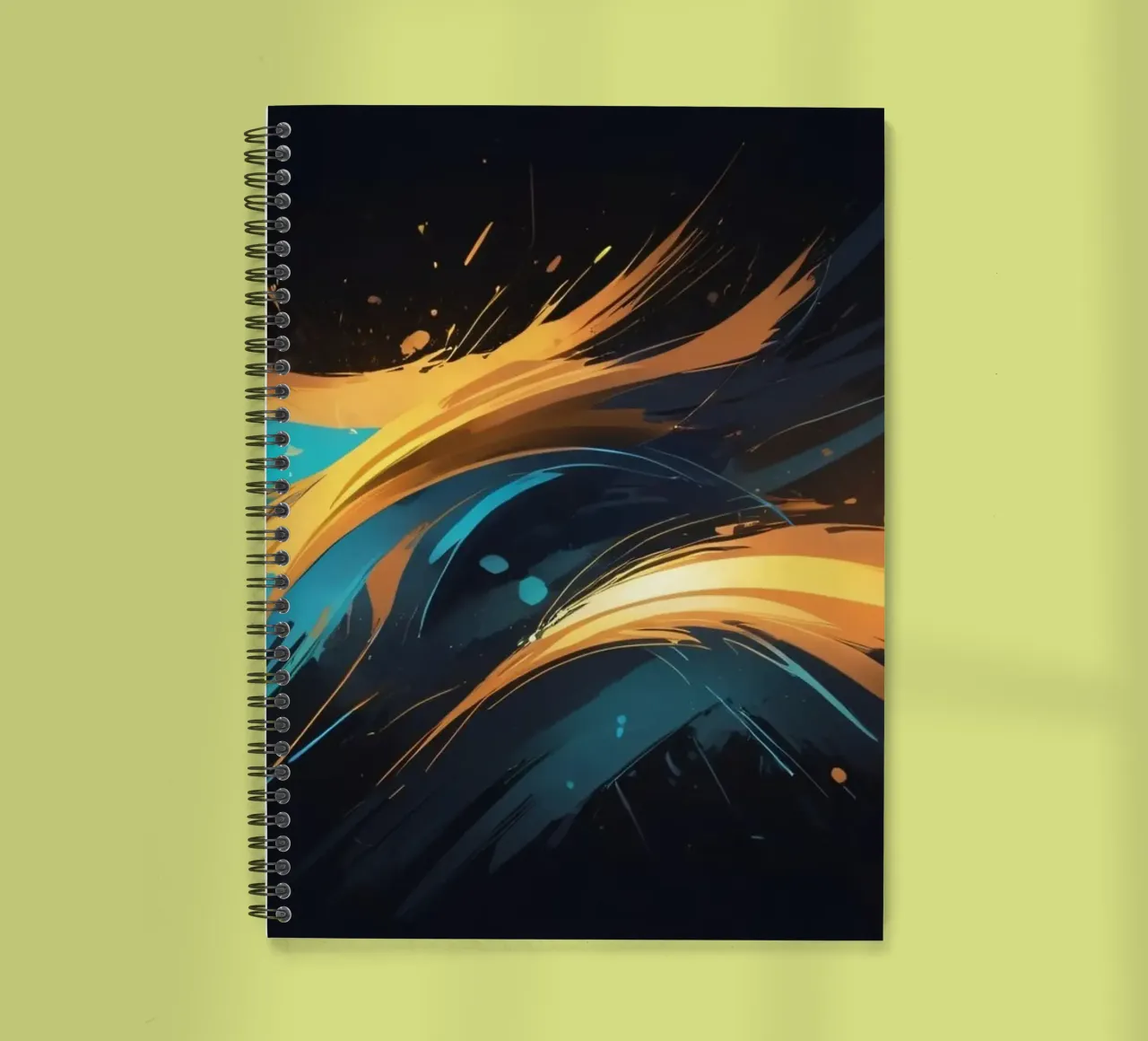 Dynamic abstract background design with vibrant colors spiral notebook by DesignDoodle