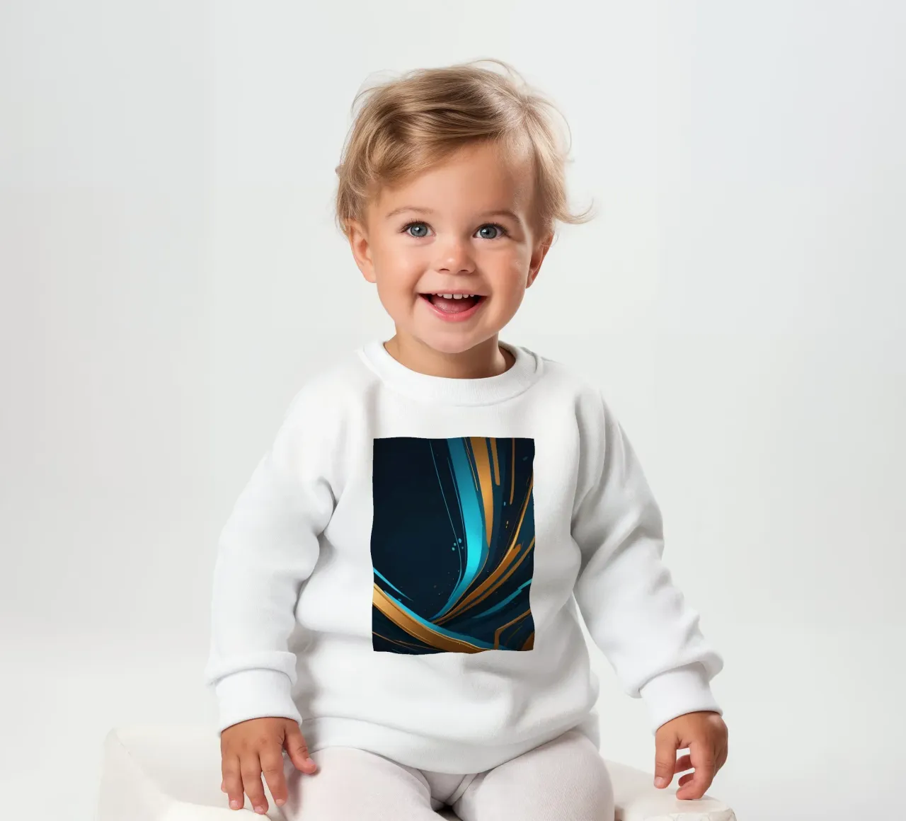 Vibrant abstract background with flowing lines in gold baby sweatshirt by DesignDoodle