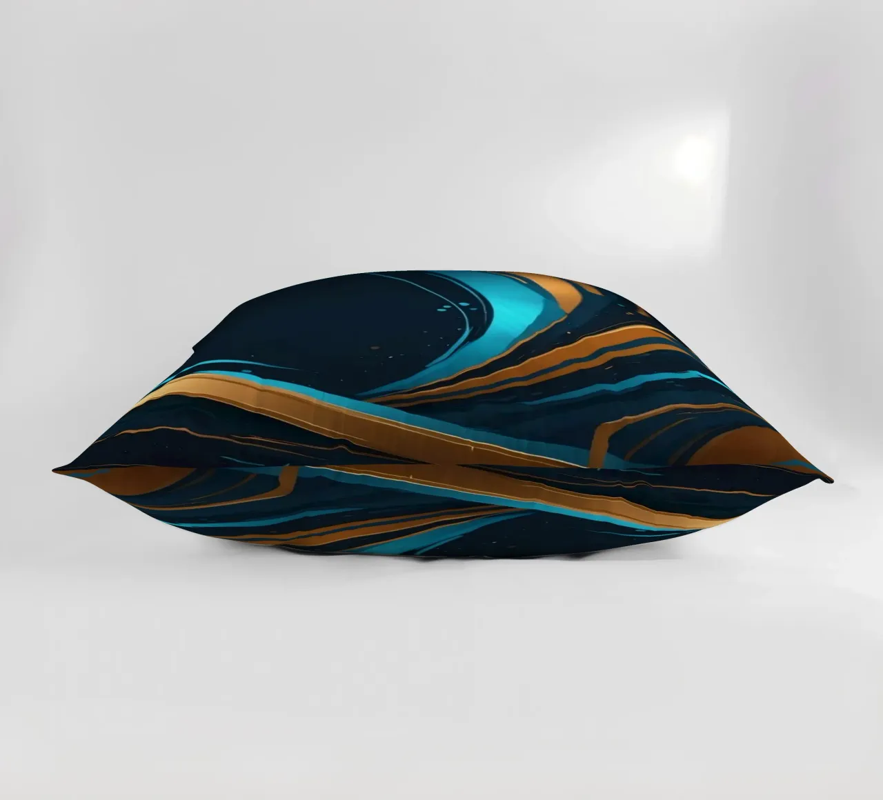 Vibrant abstract background with flowing lines in gold decorative cushion by DesignDoodle
