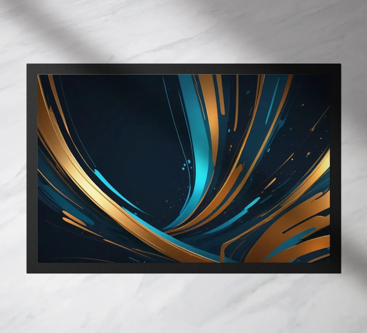 Vibrant abstract background with flowing lines in gold doormat by DesignDoodle
