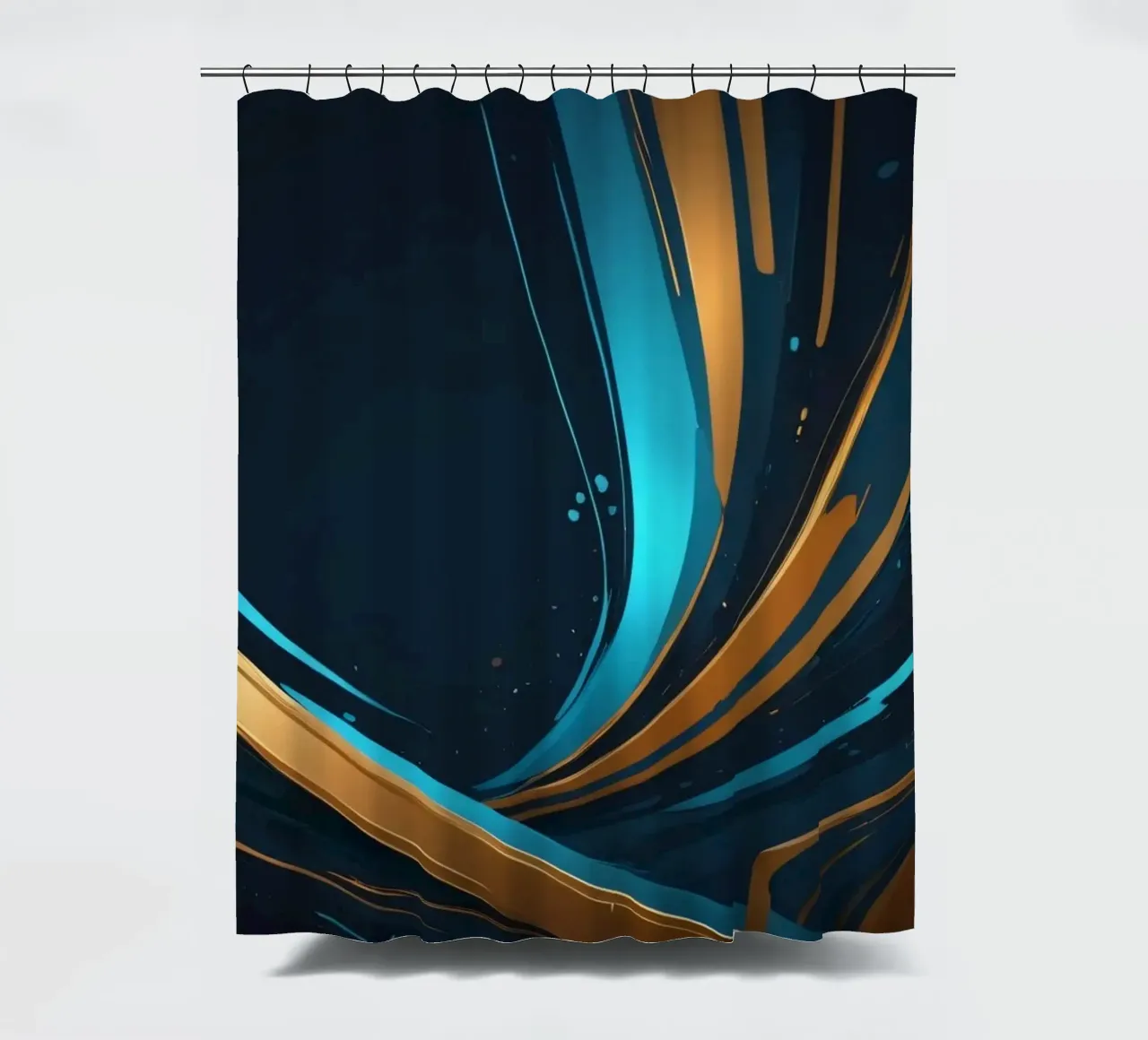 Vibrant abstract background with flowing lines in gold shower curtain by DesignDoodle