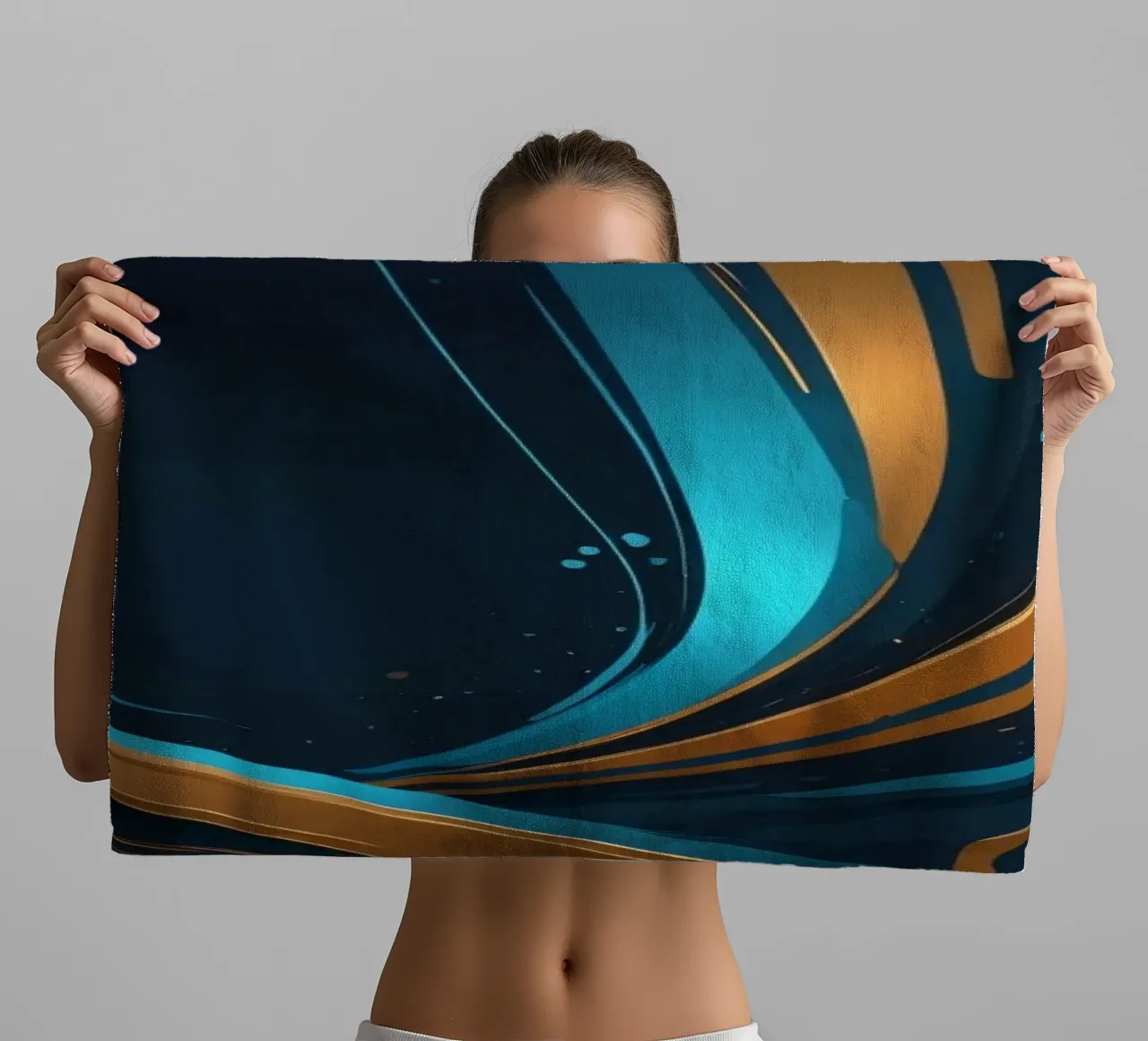 Vibrante sfondo astratto con linee fluenti in oro asciugamano da bagno da DesignDoodle