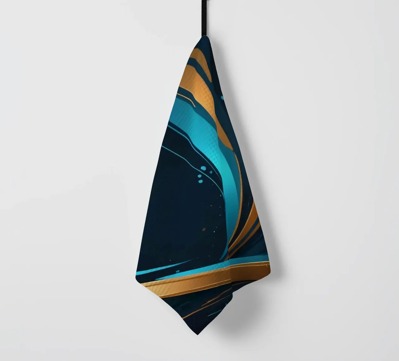 Vibrant abstract background with flowing lines in gold tea towel by DesignDoodle