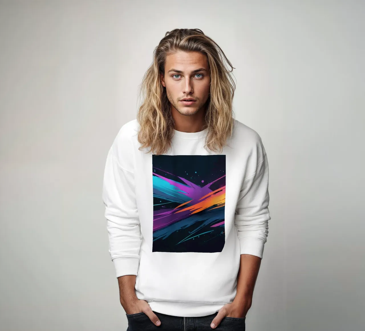 abstract background design with colorful brush strokes sweatshirt by DesignDoodle