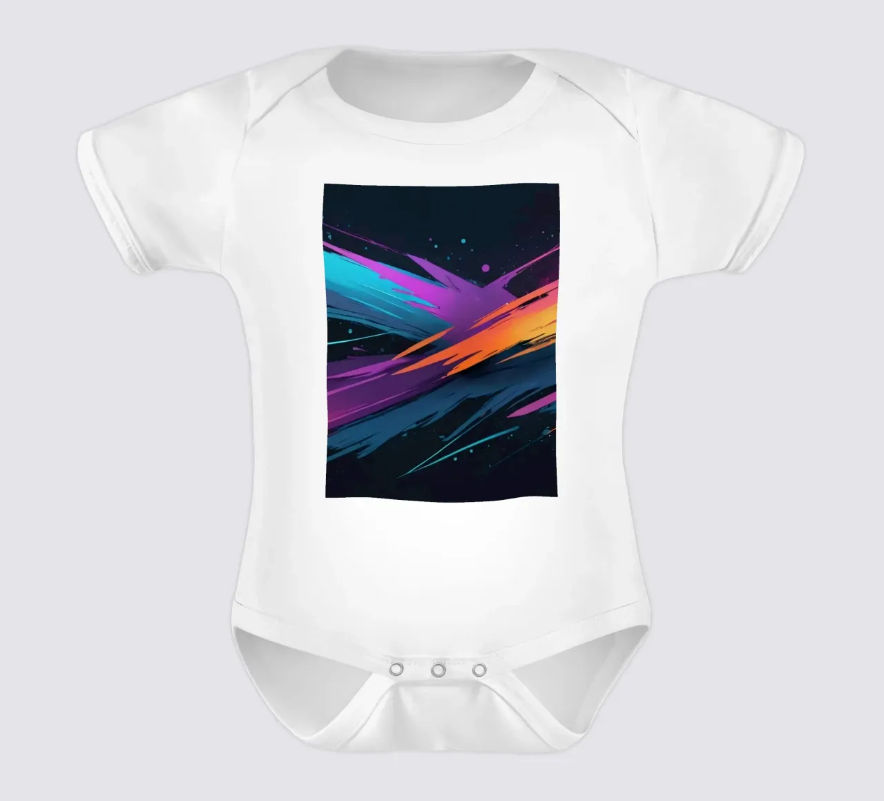 abstract background design with colorful brush strokes short-sleeve baby romper by DesignDoodle